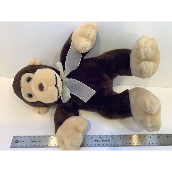 Kellytoy Brown Monkey Plush Stuffed Animal Lovey Soft Toy With Cream Bow - Picture 3 of 6